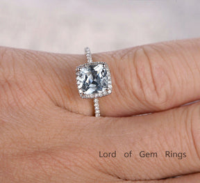 Reserved for AAA of Cushion Aquamarine Engagement Ring 14K Yellow Gold 8mm - Lord of Gem Rings