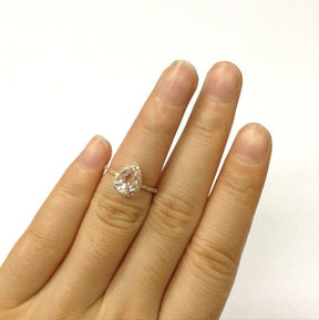 Reserved for AAA - Pear Semi Mount Ring Single Cut Diamond Setting 14K Rose Gold 5x7mm - Lord of Gem Rings