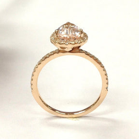 Reserved for AAA - Pear Semi Mount Ring Single Cut Diamond Setting 14K Rose Gold 5x7mm - Lord of Gem Rings