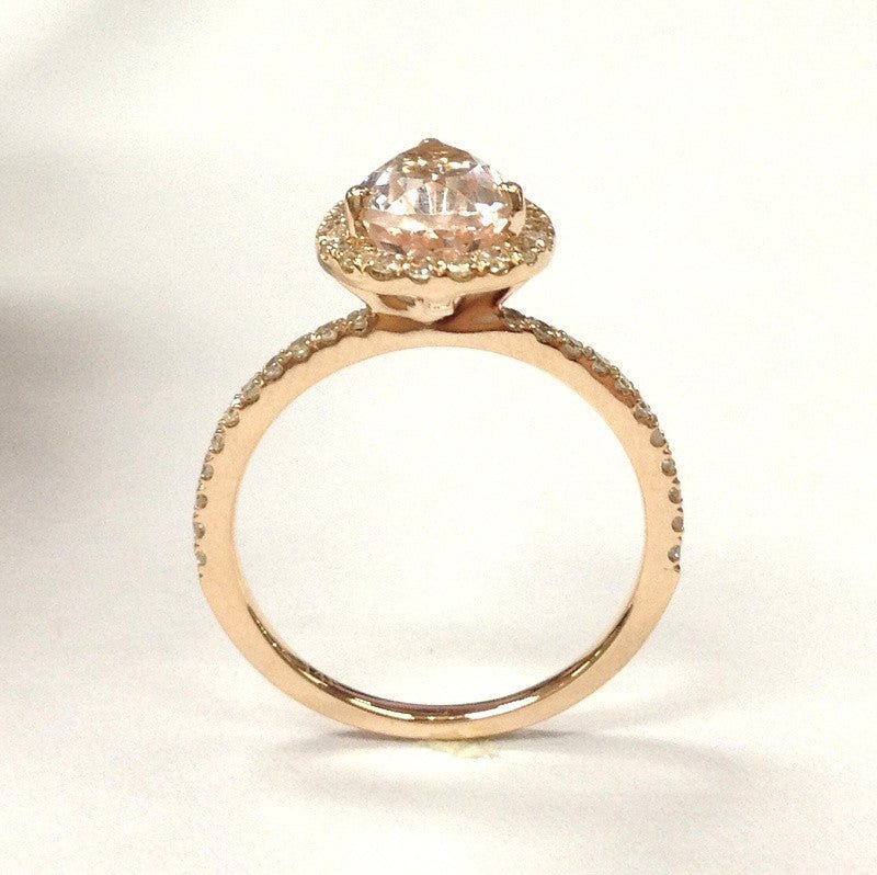 Reserved for AAA - Pear Semi Mount Ring Single Cut Diamond Setting 14K Rose Gold 5x7mm - Lord of Gem Rings