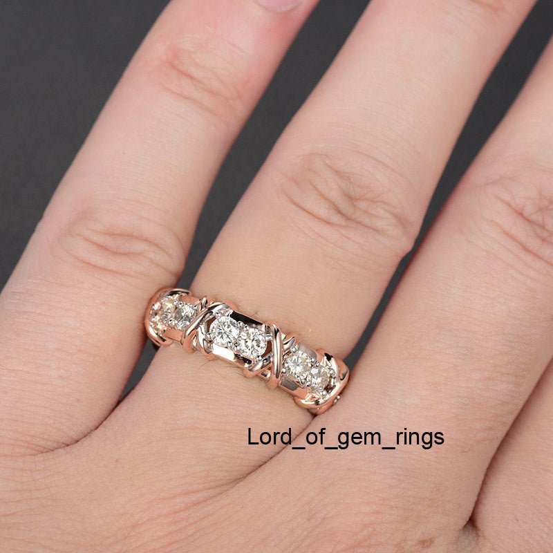 Reserved for airere,3mm Moissanite wedding band,size 8, 14K rose gold - Lord of Gem Rings