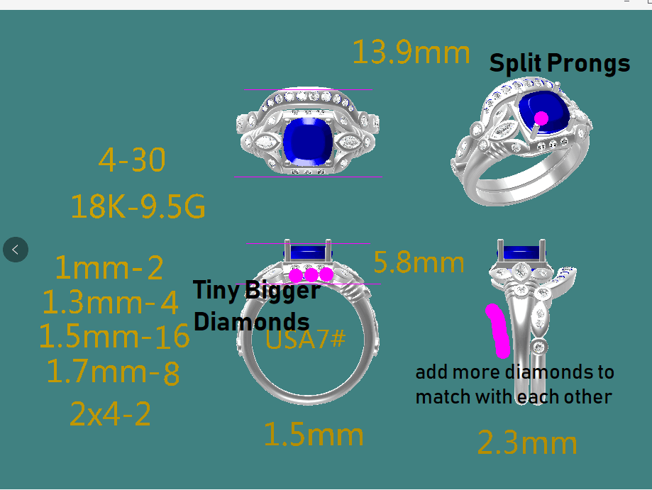 Reserved for Audrey Diamond Floral Shank Semi Mount Ring Set 14K White Gold Cushion - Lord of Gem Rings