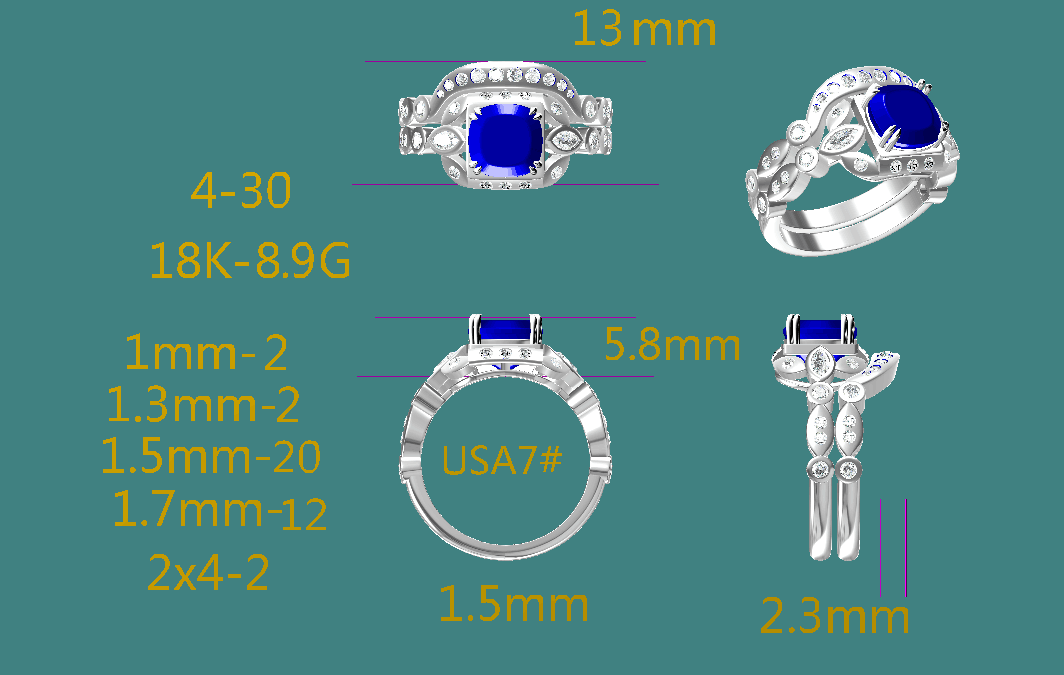 Reserved for Audrey Diamond Floral Shank Semi Mount Ring Set 14K White Gold Cushion - Lord of Gem Rings