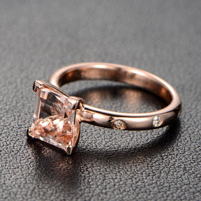 Reserved for auroragmz09 Matching Moissanite band for Princess Morganite Ring 14K Rose Gold - Lord of Gem Rings