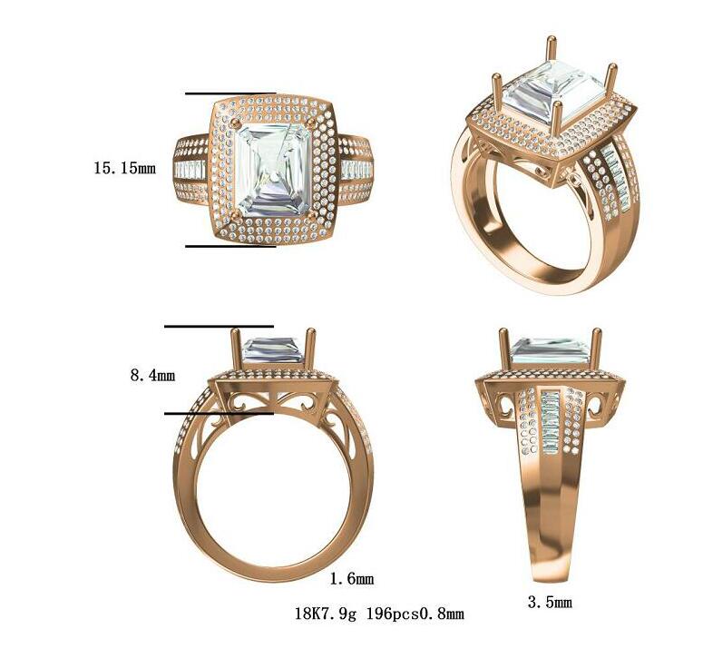 Reserved for Bruce VS Diamond Semi Mount Ring 18K Rose Gold Emerald Cut - Lord of Gem Rings