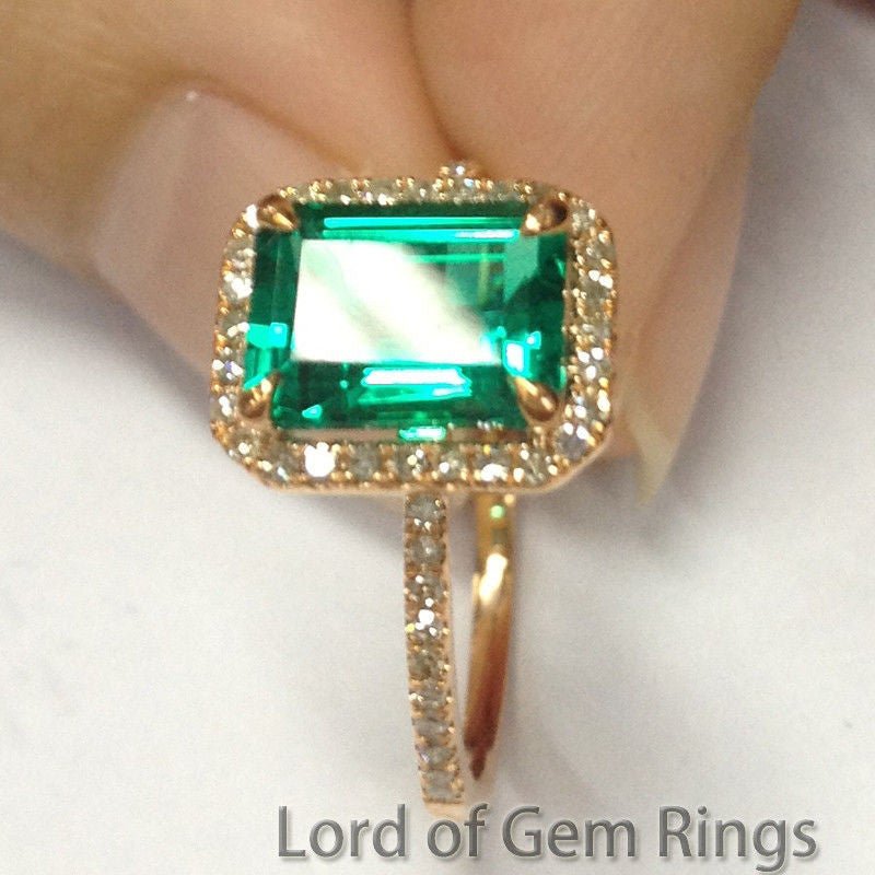 Reserved for chidaw6, Custom Emerald Engagement Ring 14K White Gold - Lord of Gem Rings