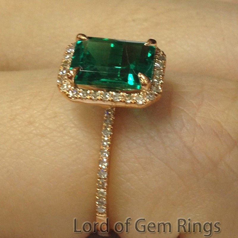 Reserved for chidaw6, Custom Emerald Engagement Ring 14K White Gold - Lord of Gem Rings