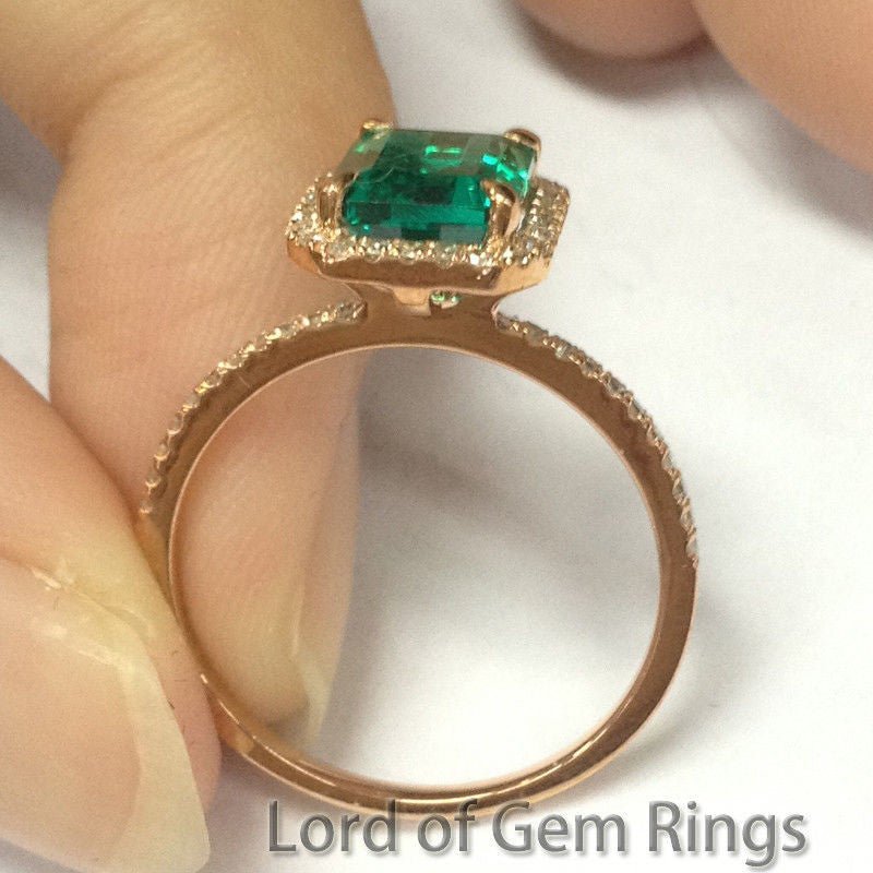 Reserved for chidaw6, Custom Emerald Engagement Ring 14K White Gold - Lord of Gem Rings