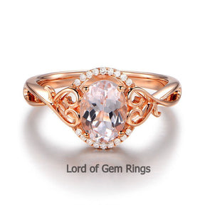 Reserved for Denise Oval Morganite Ring Diamonds 10K Rose Gold 7x9mm - Lord of Gem Rings