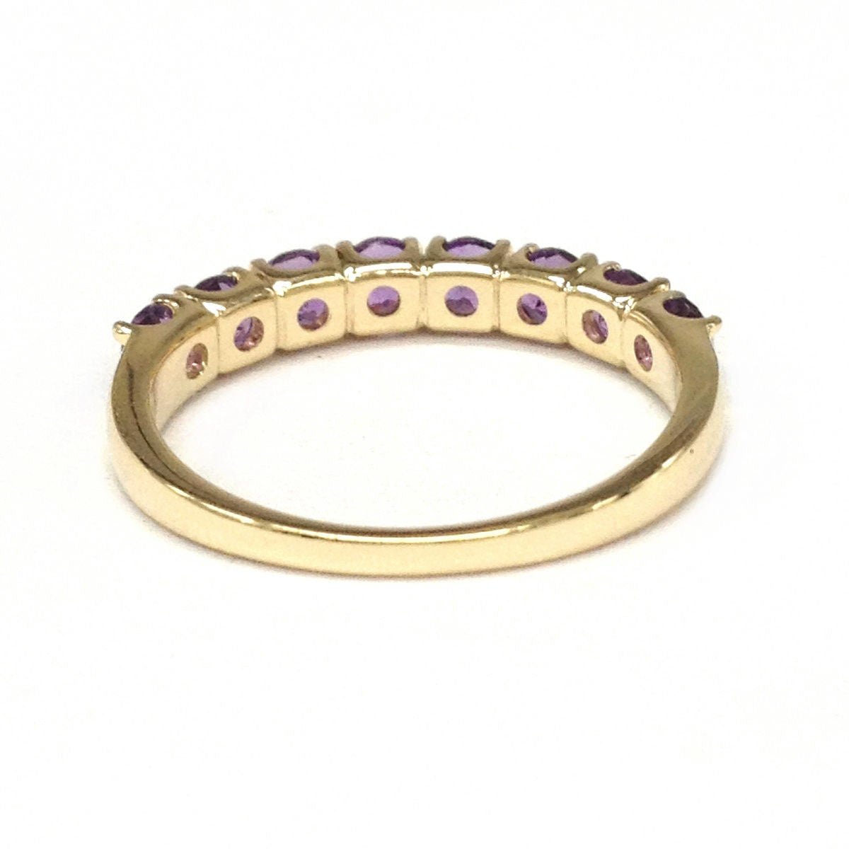 Reserved for Gillian Amethyst Wedding Band Half Eternity 14K Yellow Gold 5mm 8 stones - Lord of Gem Rings