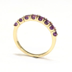 Reserved for Gillian Amethyst Wedding Band Half Eternity 14K Yellow Gold 5mm 8 stones - Lord of Gem Rings