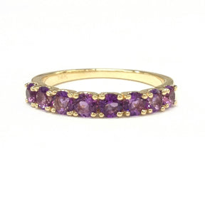 Reserved for Gillian Amethyst Wedding Band Half Eternity 14K Yellow Gold 5mm 8 stones - Lord of Gem Rings