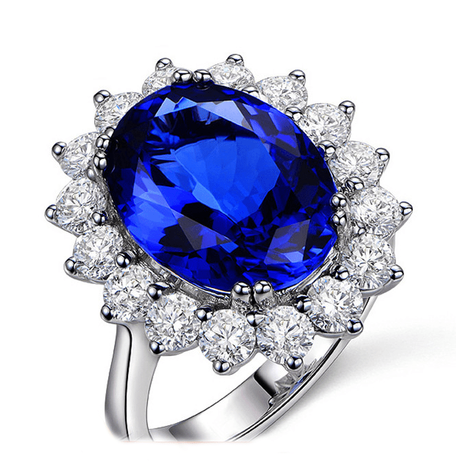 Reserved for Jen- Oval Lab Blue Sapphire Engagement Ring Moissanite Halo 14k White Gold 11x9mm - Lord of Gem Rings