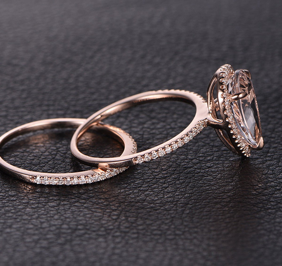 Reserved for JY-Pear Morganite Engagement Ring 14K Rose Gold 8x12mm - Lord of Gem Rings