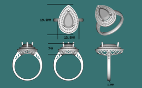 Reserved for Katie Diamond Double Halo Semi Mount Ring 14K White Gold pear - Lord of Gem Rings