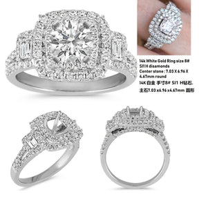 Reserved for KND Semi Mount Ring Diamond Double halo split shank 14K White Gold Round 7mm - Lord of Gem Rings