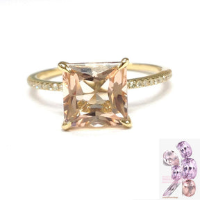 Reserved for moneteve Princess Morganite Engagement Ring 14K Yellow Gold - Lord of Gem Rings