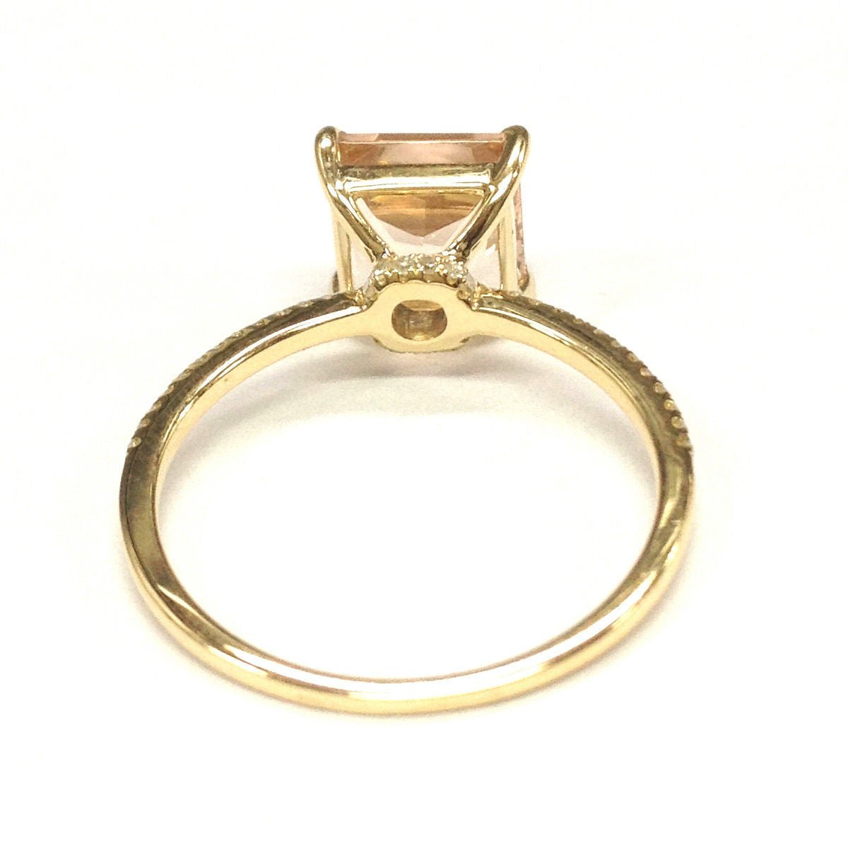 Reserved for moneteve Princess Morganite Engagement Ring 14K Yellow Gold - Lord of Gem Rings