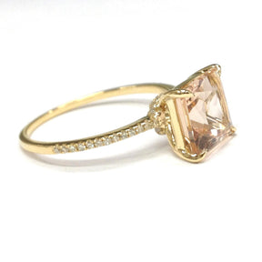 Reserved for moneteve Princess Morganite Engagement Ring 14K Yellow Gold - Lord of Gem Rings