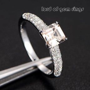 Reserved for Nathen Refurbish: Asscher Morganite Engagement Ring - Lord of Gem Rings