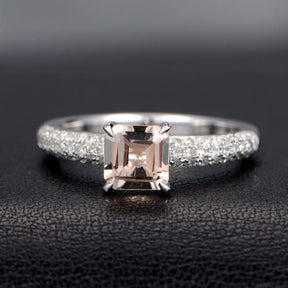 Reserved for Nathen Refurbish: Asscher Morganite Engagement Ring - Lord of Gem Rings