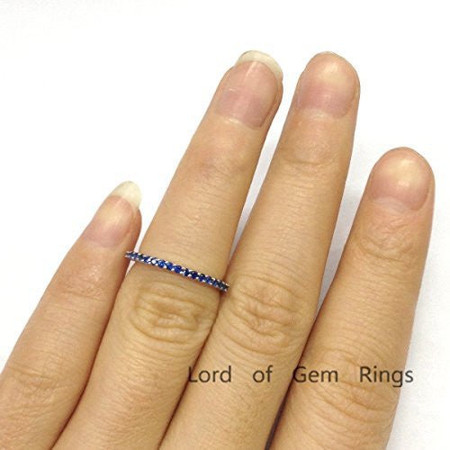 Reserved for Patricia Blue Sapphire Wedding Band Full Eternity 14K White Gold - Lord of Gem Rings