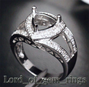 Reserved for Sobriety Diamond Semi Mount Ring Split Shank 10K White Gold Trillion 8mm - Lord of Gem Rings