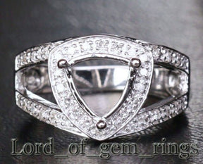 Reserved for Sobriety Diamond Semi Mount Ring Split Shank 10K White Gold Trillion 8mm - Lord of Gem Rings