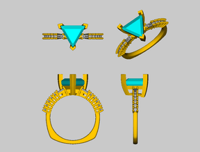 Reserved for steven Straight Trilllion Peach Morganite Engagement Ring 14K White Gold - Lord of Gem Rings