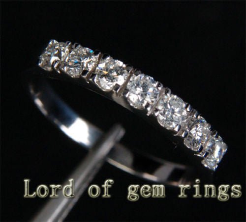 Reserved for Yi - 0.66ct.w Seven - Stone Diamond Wedding Band 14K White Gold - Lord of Gem Rings