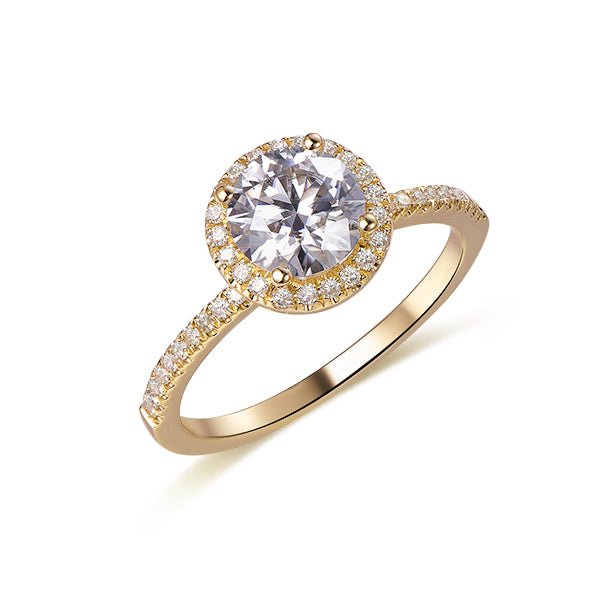 Round Moissanite Diamond Halo Engagement Ring - Lord of Gem Rings