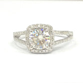 Round Moissanite Engagement Ring Diamond Cushion Halo - Lord of Gem Rings