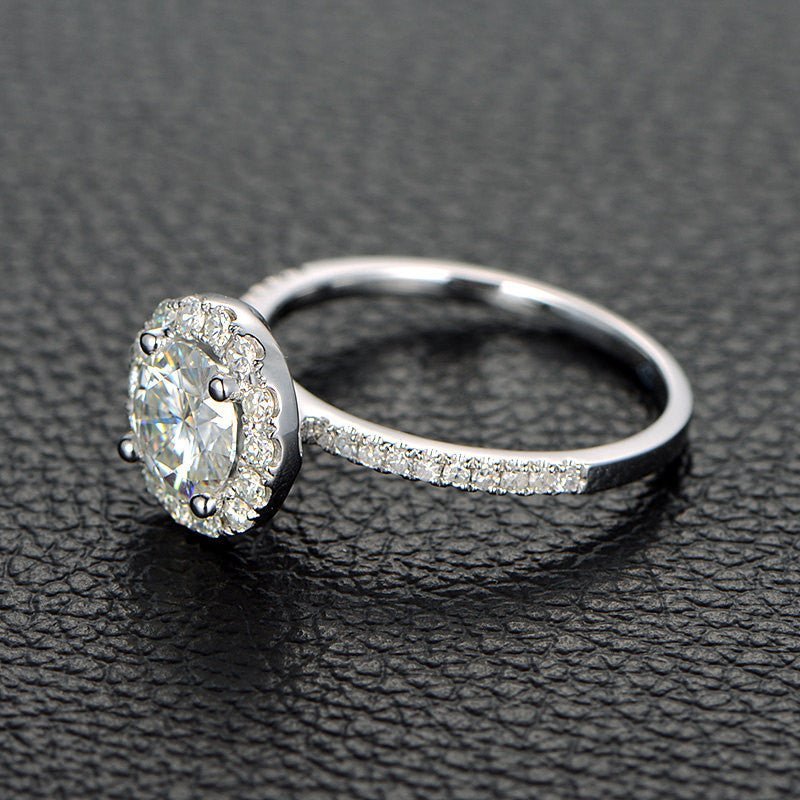 Round Moissanite With Accents Engagement Ring - Lord of Gem Rings