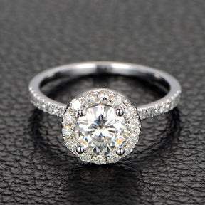 Round Moissanite With Accents Engagement Ring - Lord of Gem Rings