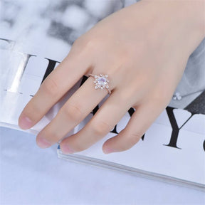 Round Moonstone Vintage Bezel-Set Diamond Halo Engagement Ring - Lord of Gem Rings