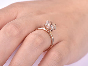 Round Morganite Ring Diamond Floral Halo 14K Rose Gold - Lord of Gem Rings