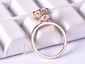 Round Morganite Ring Diamond Floral Halo 14K Rose Gold - Lord of Gem Rings