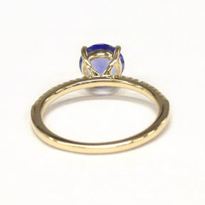 Round Tanzanite Diamond Accents Engagement Ring 14K Yellow Gold - Lord of Gem Rings