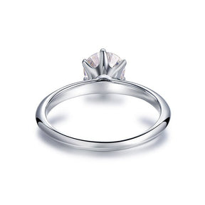 Solitaire 1ct Round Moissanite Engagement Ring 14K White Gold - Lord of Gem Rings