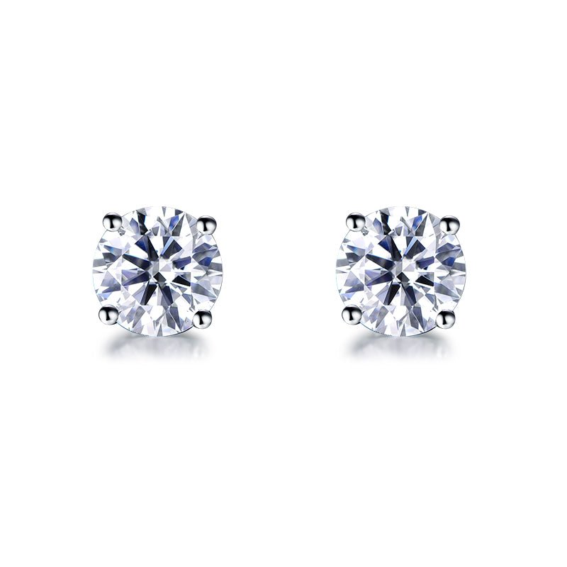 Solitaire Lab Diamond Stud Earrings 14K White Gold - Lord of Gem Rings
