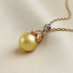 South Sea Pearl 18K Two - Tone Gold VS - SI Diamonds pendant for Necklace - Lord of Gem Rings