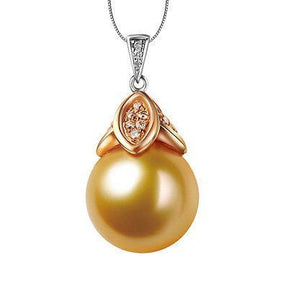 South Sea Pearl 18K Two - Tone Gold VS - SI Diamonds pendant for Necklace - Lord of Gem Rings