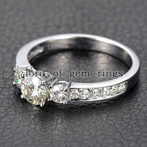 Three Stones Round Moissanite Engagement Ring - Lord of Gem Rings