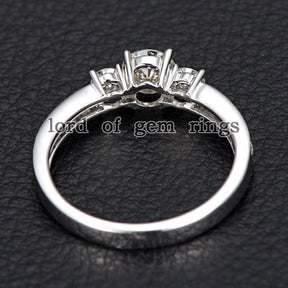 Three Stones Round Moissanite Engagement Ring - Lord of Gem Rings