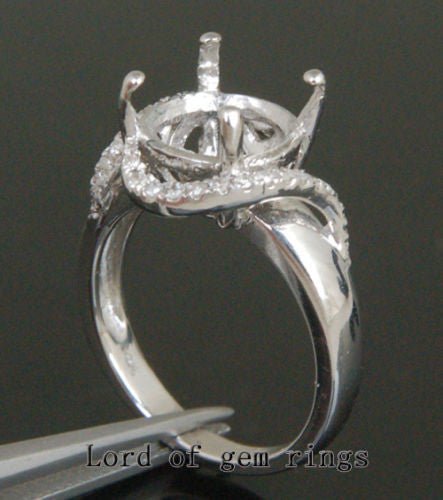 Unique 10 - 11mm Round 14K White Gold .22ct Diamonds Engsagement Semi Mount Rings - Lord of Gem Rings