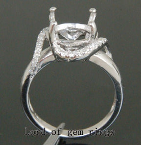 Unique 10 - 11mm Round 14K White Gold .22ct Diamonds Engsagement Semi Mount Rings - Lord of Gem Rings