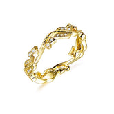 Vintage Diamond Eternity Leaf Wedding Band 14K Yellow Gold - Lord of Gem Rings