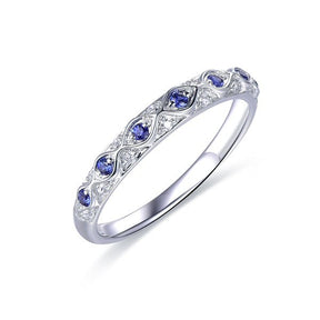 Vintage Inspired Natural Sapphire Marquise Filigree September Birthstone Band - Lord of Gem Rings