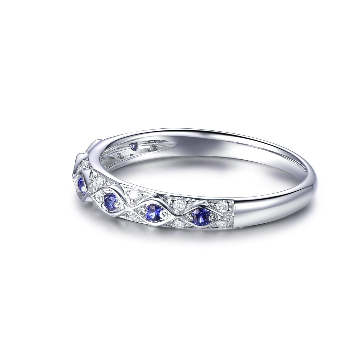 Vintage Inspired Natural Sapphire Marquise Filigree September Birthstone Band - Lord of Gem Rings