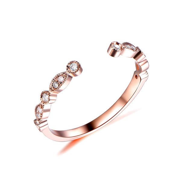 Vintage Open End Diamond Wedding Ring 14K Gold - Lord of Gem Rings